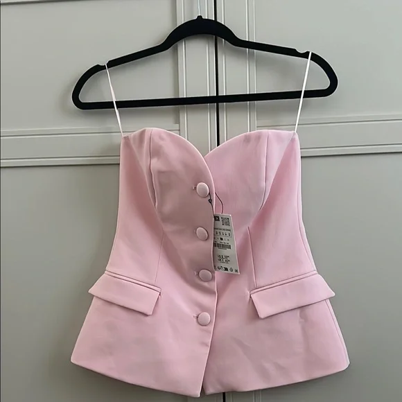 Zara Pink Corset Top - Picture 1 of 8